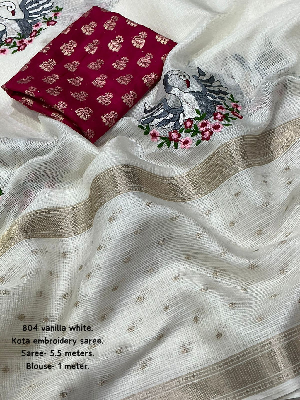 Fancy Kota Embroidery Saree with Banarasi Silk Blouse