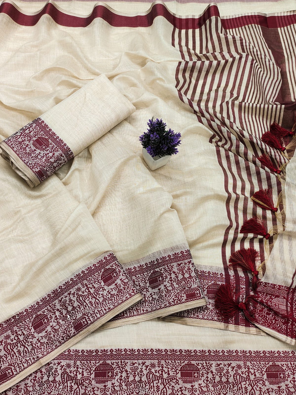 Pure Cotton Soft Silk Saree with Jacquard Weaving Border