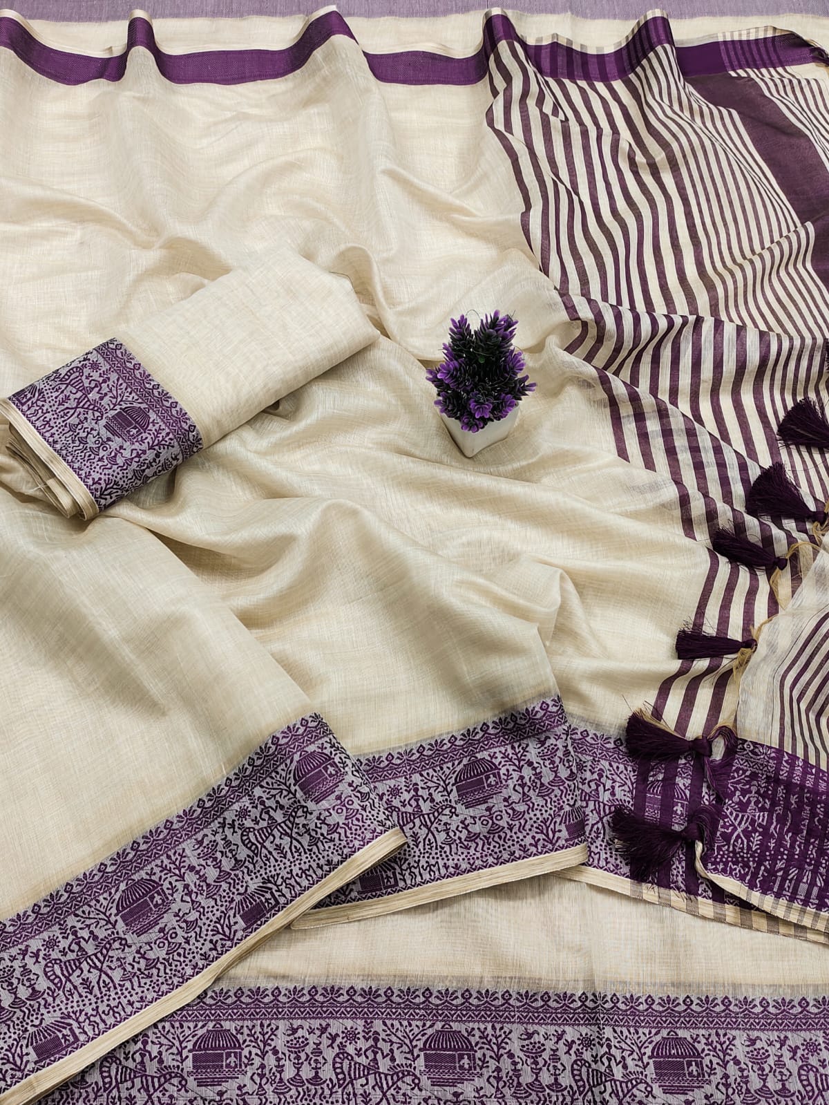 Pure Cotton Soft Silk Saree with Jacquard Weaving Border