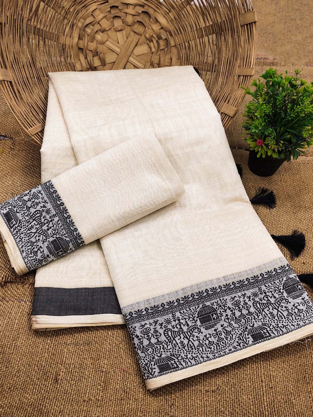 Pure Cotton Soft Silk Saree with Jacquard Weaving Border